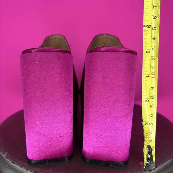 Zara Hot Pink Satin Platform Block Heel Mule Sandal Sz 36 - Picture 4 of 7